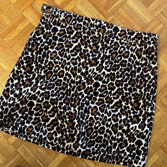 NWOT J. Crew brown leopard print buckle corduroy mini skirt - Picture 7 of 10